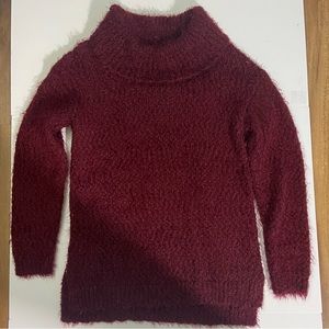 Fuzzy burgundy cowl neck sweater size M
